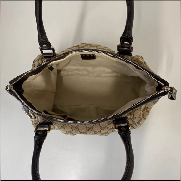 Authentic Gucci Tote Bag GG Canvas Beige Brown Leather. - Picture 5 of 17